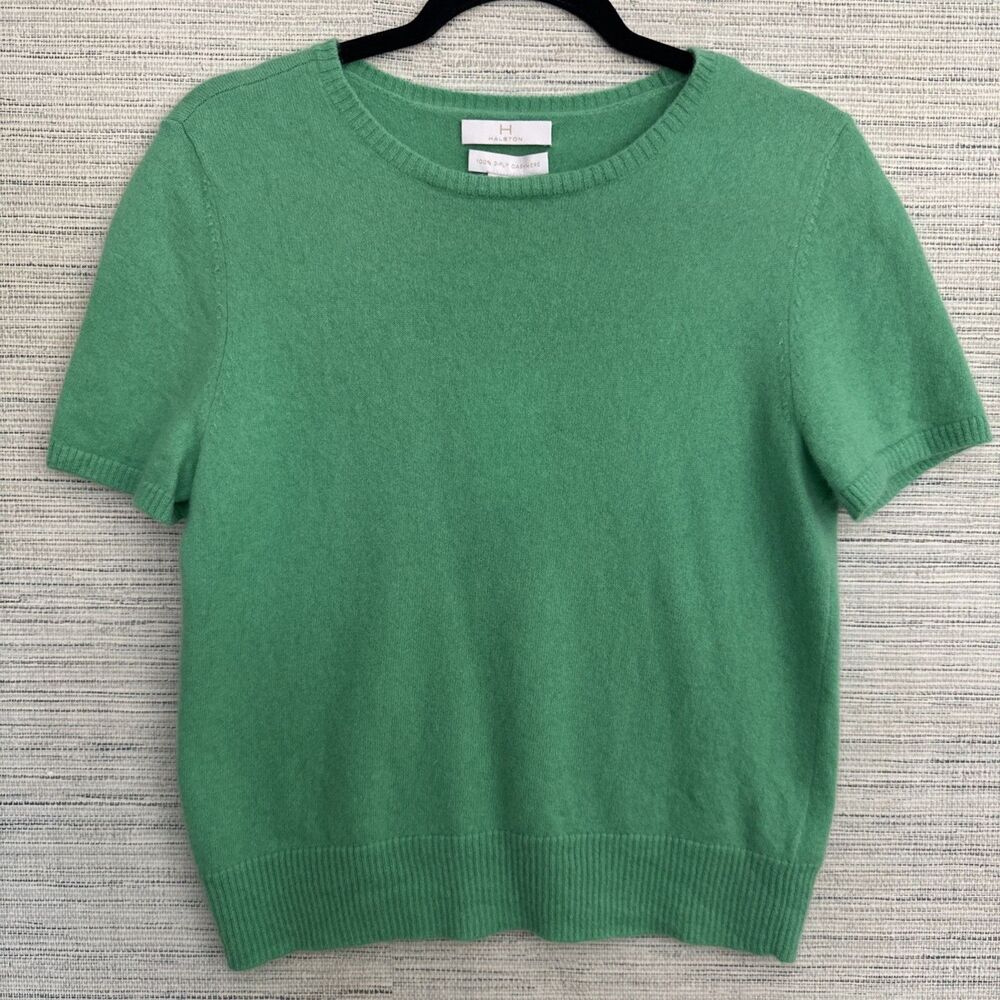Halston Green Women's Cashmere Sweater 100% 2-Ply, Size Medium Summer